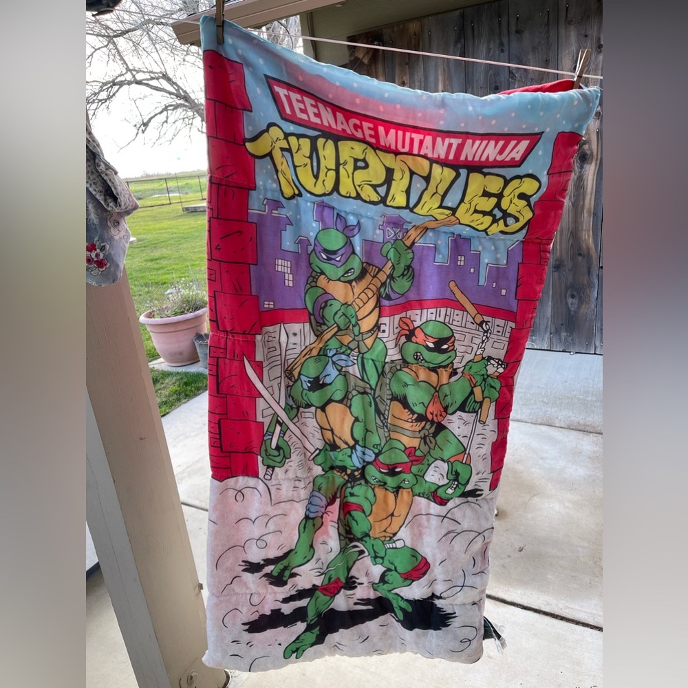 Vintage Teenage Mutant Ninja Turtles sleeping bag kids blanket quilt